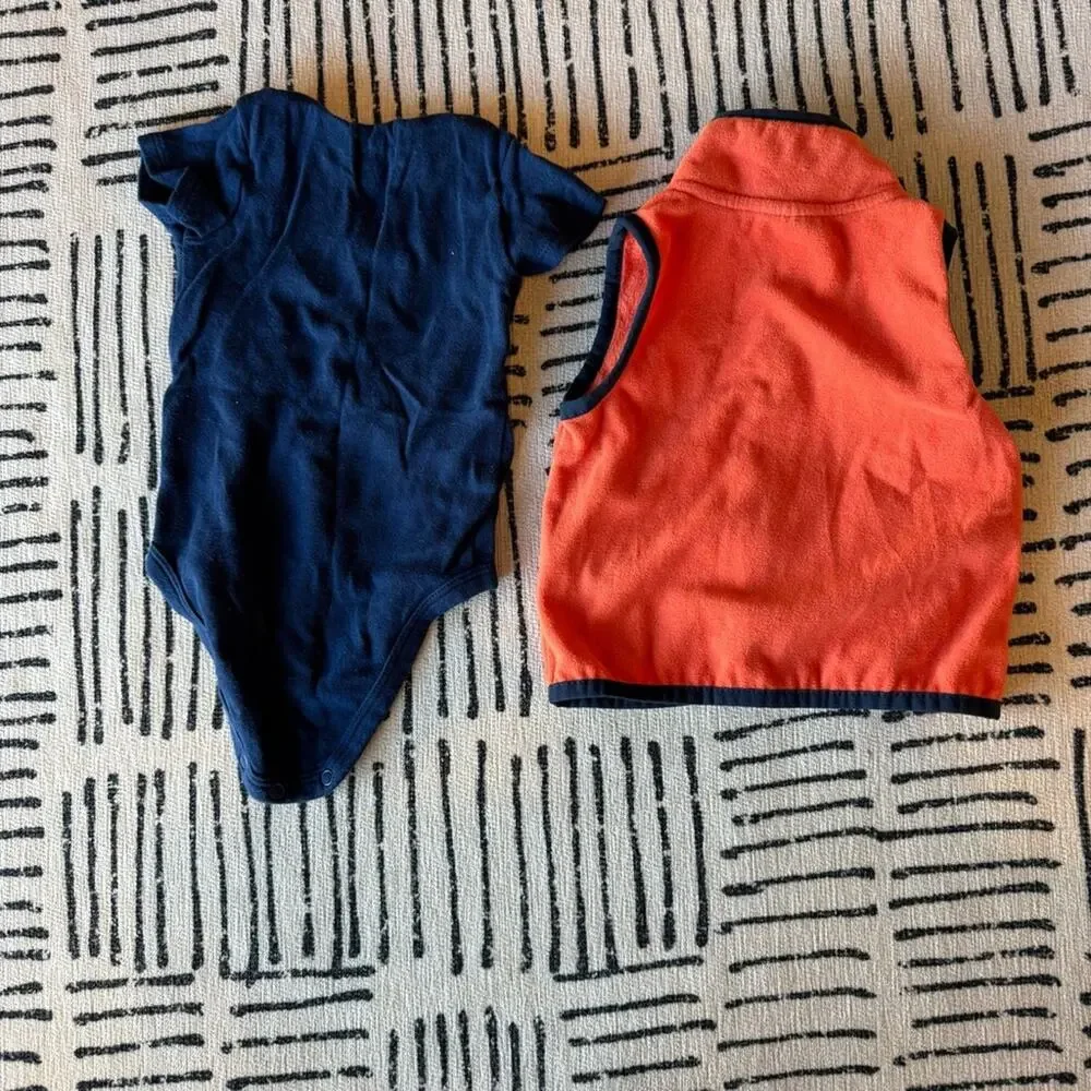 Baby Clothing Set with Graphic Rompers and Vest 9 Month